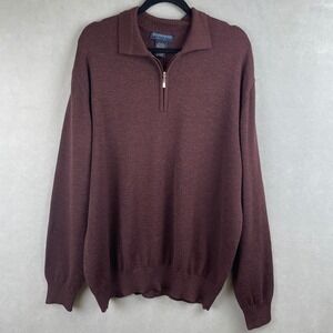 Hathaway Platinum XXL Extra Fine Merino Wool 1/4 Zip Sweater Burgundy Italy Read